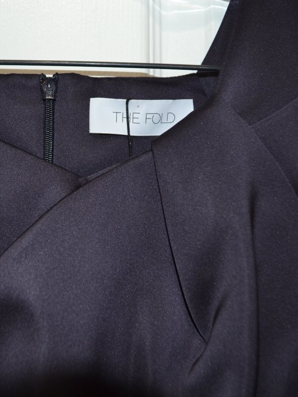 NWT The‎ Fold London The Finsbury Cap Sleeve Aubergine Satin Sheath Dress, Sz 12 - Picture 5 of 11
